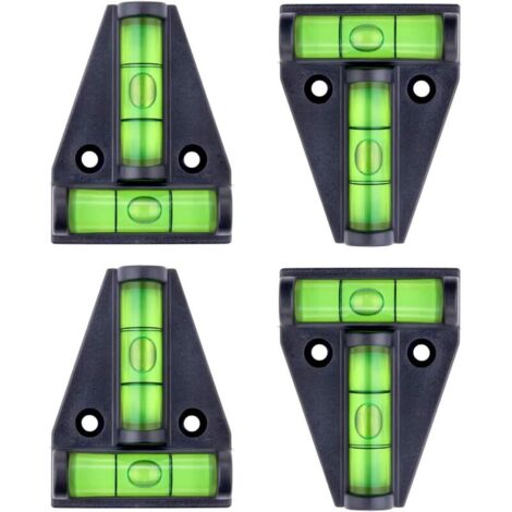 Nivel de burbuja, pequeño nivel magnético en forma de T con dos burbujas de nivelación. Juego de 4, para accesorios de autocaravanas, estabilizadores, cámaras u otros equipos.