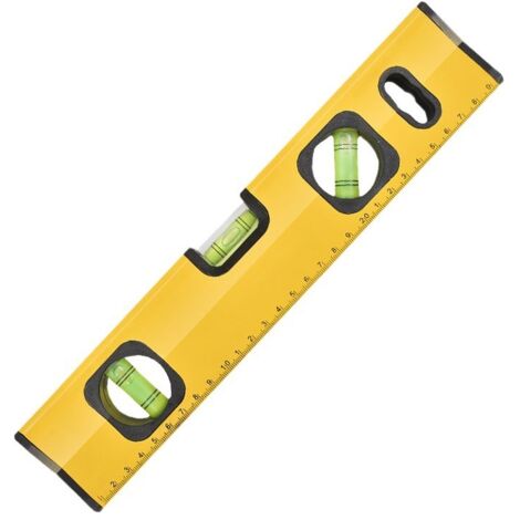 Nivel de burbuja tipo torpedo resistente a los golpes, fabricado en aleación de aluminio, 300 mm, con base magnética, con 3 burbujas (45°, 90°, 180°) – Amarillo