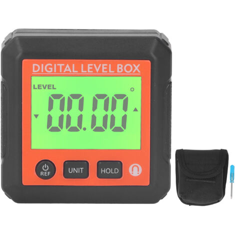Nivel digital, inclinómetro magnético portátil de alta precisión, inclinómetro digital para construcción en madera, color naranja.
