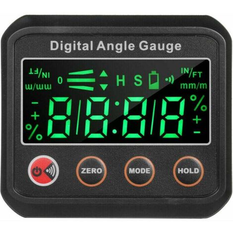 Nivel digital LED, goniómetro, inclinómetro, minicaja de nivel de 2,7 pulgadas, ranura en V, base magnética con zumbador audible.