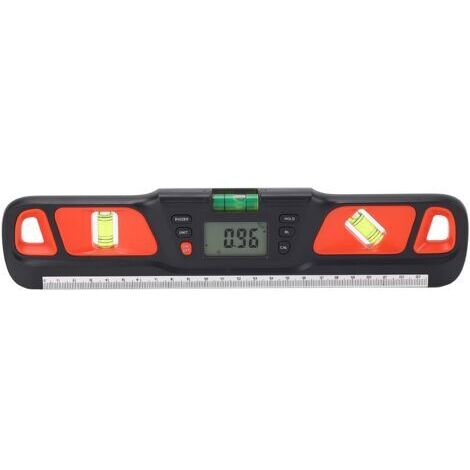 Nivel digital multifuncional con pantalla LCD, alta precisión, transportador e inclinómetro, indicador de ángulo rojo.