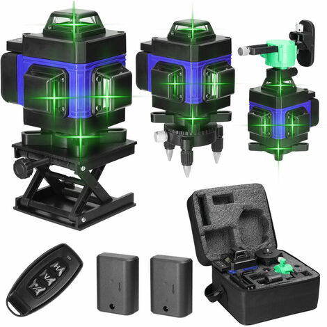 Nivel láser 4D 16 líneas Máquina niveladora automática de 3° Herramienta de nivelación de batería de litio recargable por USB con líneas de inclinación verticales y horizontales - Azul