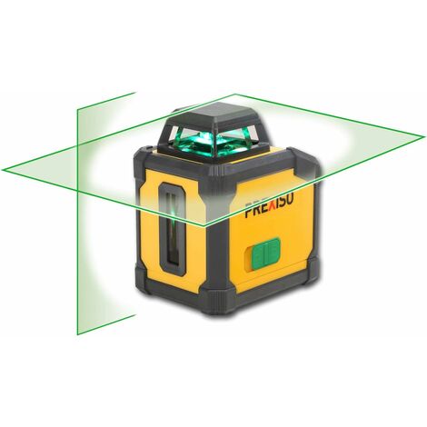Nivel láser autonivelante de 360 grados, trazador de línea láser con 4 pilas alcalinas AA, alcance de 30 m (haz verde), línea láser cruzada con base giratoria magnética
