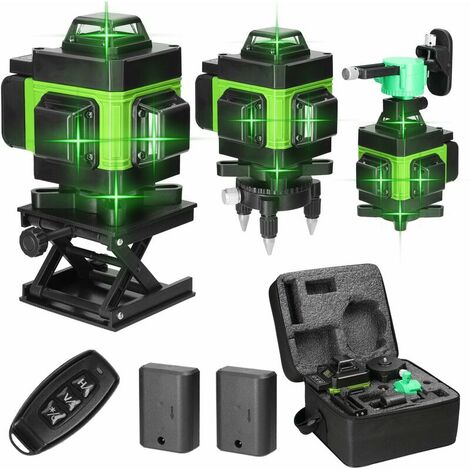 Nivel láser multifuncional 4D de 16 líneas, máquina autonivelante de 3°, herramienta de nivelación de batería de litio recargable por USB con líneas de inclinación horizontales verticales