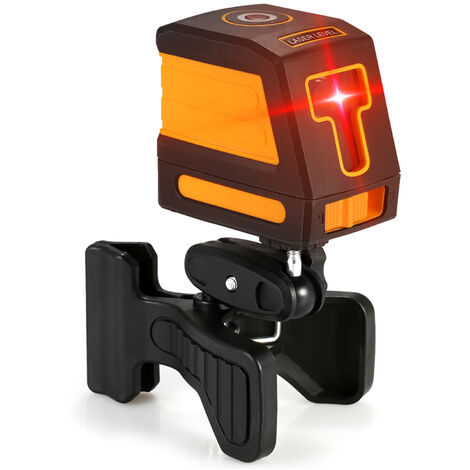Nivel láser rojo de 2 líneas autonivelante Kit de nivel láser de nivelación de línea cruzada horizontal y vertical profesional con líneas láser seleccionables y dispersión de haz vertical, naranja-con