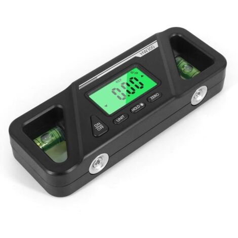 Nivel magnético digital 2 en 1, nivel digital y transportador con buscador de ángulos y pantalla LED brillante (negro)