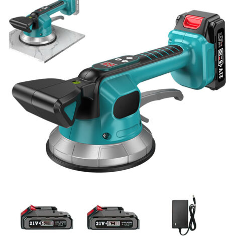 Nivelador de azulejos con ventosa vibratoria inalámbrico Ej.Life, con 2 baterías de 1500 mAh, ventosa de 145 mm, 10 velocidades ajustables y capacidad de absorción de 150 kg para profesionales y afici
