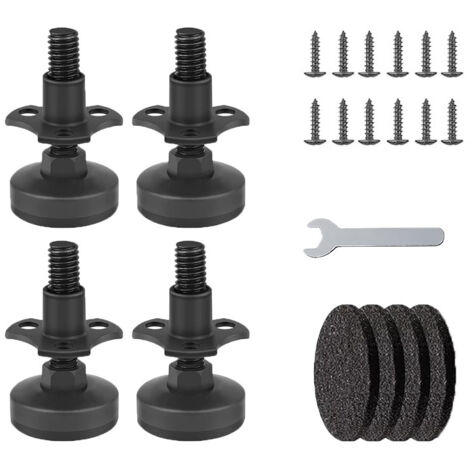 Nivelador de muebles de alta resistencia, paquete de 4 pies niveladores roscados de 3/8-16, patas de muebles ajustables para mesa, silla, sofá, escritorio, gabinete, banco de trabajo, color negro