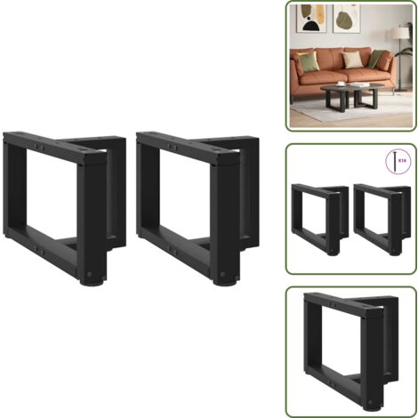 Niveladores ajustables - vidaXL Patas para mesa de centro en forma de T (2 unidades), color negro, 50 x 25 x (30-31) cm, acero - Soporte para mesa de centro