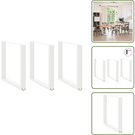 Niveladores ajustables - vidaXL Patas para mesa de comedor en forma de U (3 unidades), color blanco, 90 x (72-73) cm, acero - Soporte para escritorio
