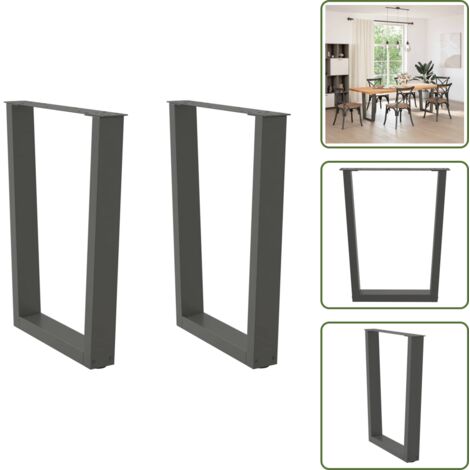 Niveladores ajustables - vidaXL Patas para mesa de comedor en forma de V (2 unidades), antracita, 70 x (72-73,3) cm, acero - Soporte para escritorio