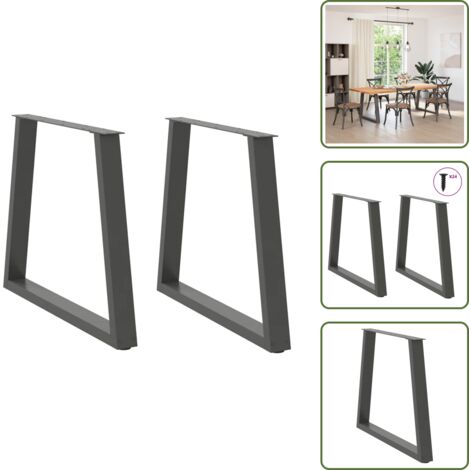 Niveladores ajustables - vidaXL Patas para mesa de comedor en forma de V (2 unidades), antracita, 70 x (72-73,3) cm, acero - Soporte para escritorio