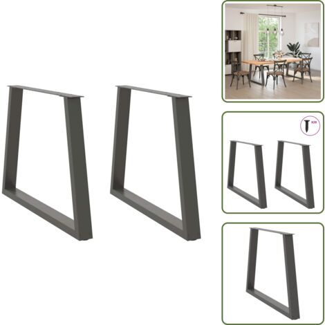 Niveladores ajustables - vidaXL Patas para mesa de comedor en forma de V (2 unidades), antracita, 90 x (72-73,3) cm, acero - Mesa de comedor