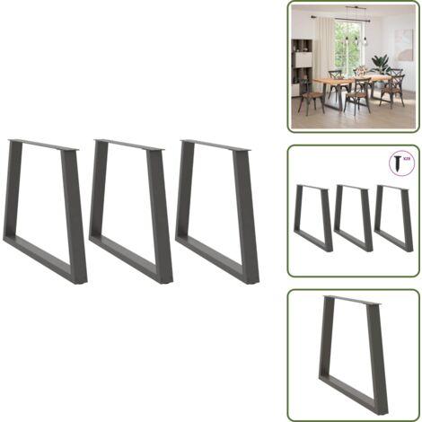Niveladores ajustables - vidaXL Patas para mesa de comedor en forma de V (3 unidades), antracita, 100 x (72-73,3) cm, acero - Mesa de comedor