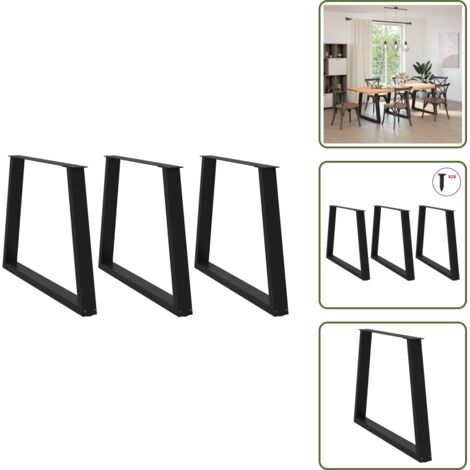 Niveladores ajustables - vidaXL Patas para mesa de comedor en forma de V (3 unidades), color negro, 100 x (72-73,3) cm, acero - Soporte para escritorio