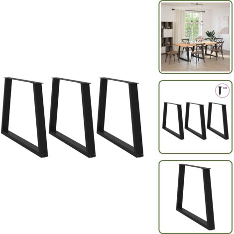Niveladores ajustables - vidaXL Patas para mesa de comedor en forma de V (3 unidades), color negro, 90 x (72-73,3) cm, acero - Soporte para escritorio