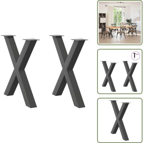 Niveladores ajustables - vidaXL Patas para mesa de comedor en forma de X (2 unidades), antracita, 70 x (72-73) cm, acero - Soporte para escritorio