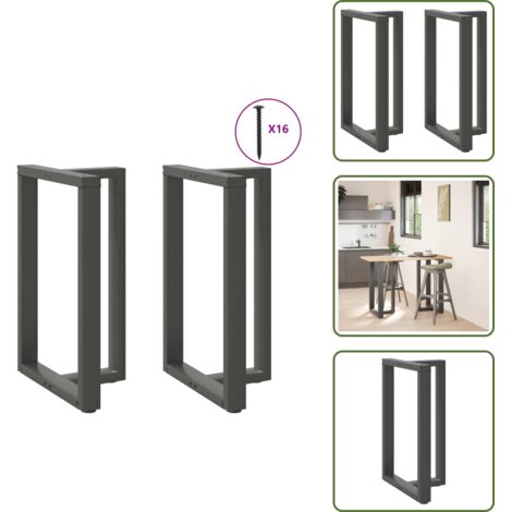 Niveladores para mesa - vidaXL Patas para mesa de bar en forma de T (2 unidades), antracita, 60 x 35 x (90-91) cm, acero - Montaje de mesa
