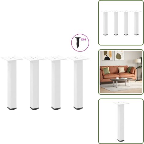 Niveladores para mesa - vidaXL Patas para mesa de centro (4 unidades), color blanco, 30-32 cm, acero - Soporte para mesa de centro