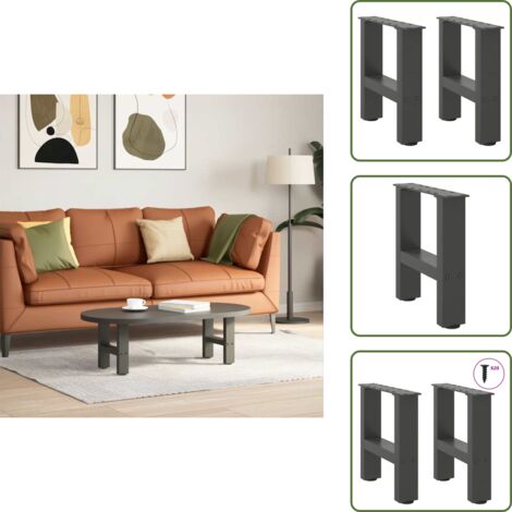Niveladores para mesa - vidaXL Patas para mesa de centro antracita (2 unidades, 40 x 30-31 cm, acero) - Patas de acero