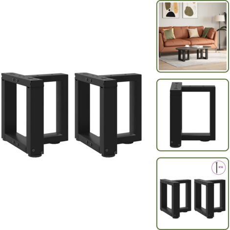 Niveladores para mesa - vidaXL Patas para mesa de centro en forma de T (2 unidades), color negro, 30 x 25 x (30-31) cm, acero - Patas de acero