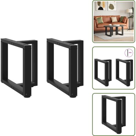Niveladores para mesa - vidaXL Patas para mesa de centro en forma de T (2 unidades), color negro, 50 x 25 x (42-43) cm, acero - Patas de acero
