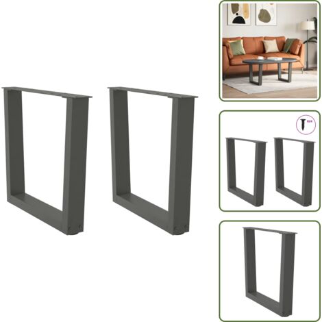 Niveladores para mesa - vidaXL Patas para mesa de centro en forma de V (2 unidades), antracita, 60 x (42-43,3) cm, acero - Patas en forma de V