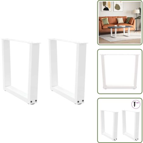 Niveladores para mesa - vidaXL Patas para mesa de centro en forma de V (2 unidades), color blanco, 50 x (42-43,3) cm, acero - Patas en forma de V
