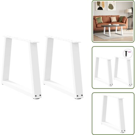 Niveladores para mesa - vidaXL Patas para mesa de centro en forma de V (2 unidades), color blanco, 70 x (42-43,3) cm, acero - Patas de acero