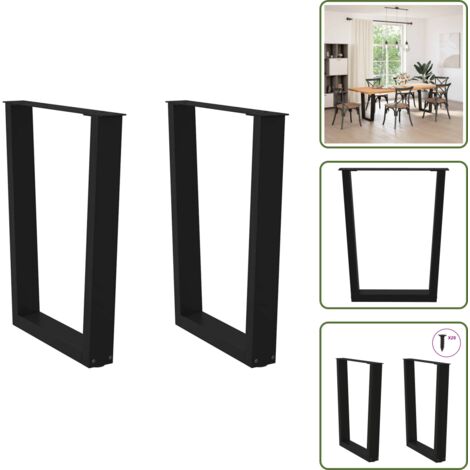 Niveladores para mesa - vidaXL Patas para mesa de comedor en forma de V (2 unidades), color negro, 70 x (72-73,3) cm, acero - Soporte de acero