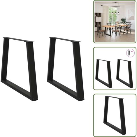 Niveladores para mesa - vidaXL Patas para mesa de comedor en forma de V (2 unidades), color negro, 90 x (72-73,3) cm, acero - Patas en forma de V