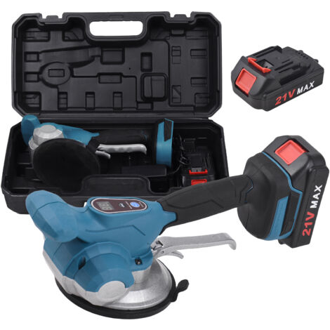 Niveleuse vibrante pour carrelage – Outil de pose de carrelage alimenté par une batterie 21 V Max, 6 vitesses réglables, capacité de charge élevée, ventouses surdimensionnées,bleu