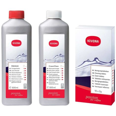 Nivona CLEAN³BOX Set de mantenimiento Descalcificador de cafetera + Pastillas de limpieza + Limpiador del sistema de leche