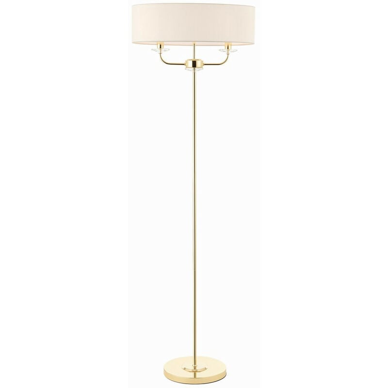 Endon Nixon - 2 Light Floor Lamp Brass, Crystal Glass, E14