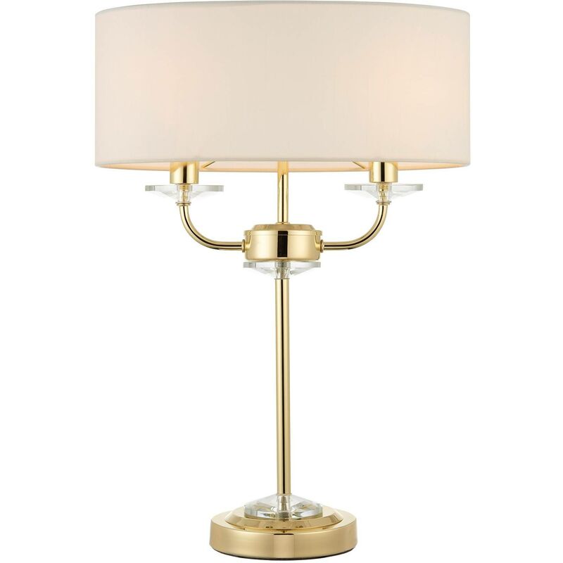 Endon Lighting - Endon Nixon - 2 Light Table Lamp Brass, Crystal Glass, E14