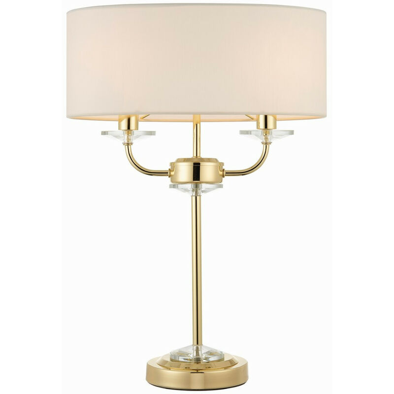 Endon - Nixon - 2 Light Table Lamp Brass, Crystal Glass, E14