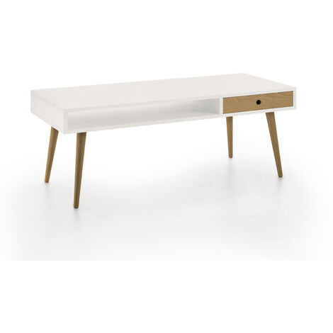 Mesa salón comedor moderna madera maciza natural patas forma X blanco