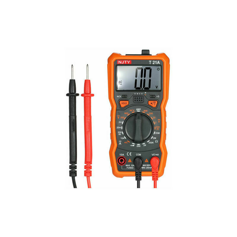 Start - njty Mini Multimètre Numérique Sans Contact 1999 Comptes, avec Adsorption Magnétique lcd Rétro-éclairé et Lampe de Poche, T21A - T21A