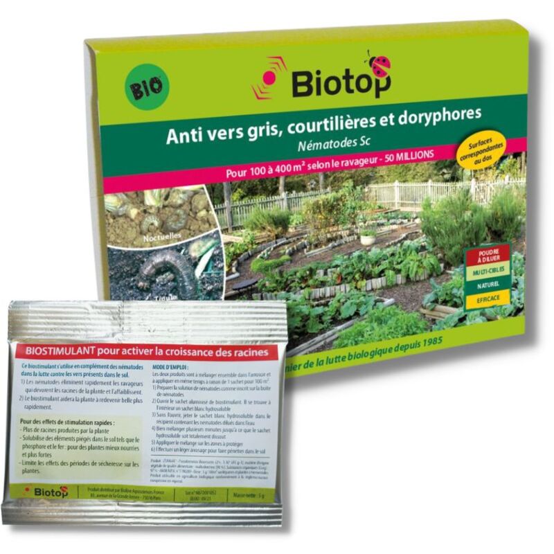 Biotop - Nématodes sc 50M + Biostimulant 5g - Pack 2-en-1