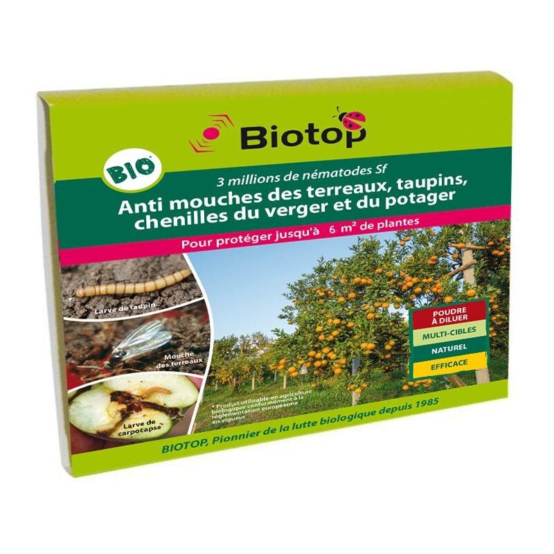 Biotop - Nématodes sf anti mouches terreaux, taupins, chenilles 3M pour 6m²