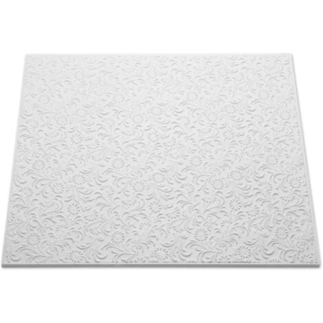 NMC – Dalle de plafond polystyrène expansé 10 x 500 x 500 – Pack de 8 pièces – Design floral classique – Installation facile et recyclable