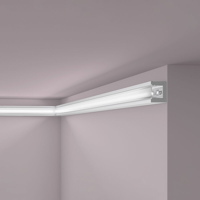 NMC - Cornice moulding IL12 wallstyl Noel Marquet Decorative moulding for indirect lighting Including light diffuser contemporary design grey 2 m