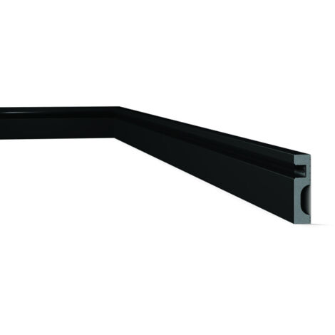 NMC – Plinthe murale noire 2m – Polystyrène extrudé HDPS – Éclairage indirect moderne – Largeur 2cm, hauteur 8cm