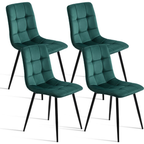 Nmonet – Lot de 4 chaises salle à manger velours – Pieds métal – Style scandinave – Hauteur d'assise 47 cm – Capacité 120 kg – Vert
