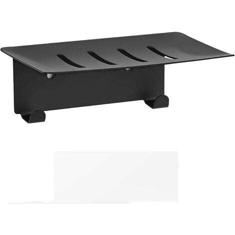 No Drilling Soap Dish - Black Soap Dish - Stainless Steel - No Drilling - Wall Mounted, Hollow Out - For Bathroom, Kitchen and Organization