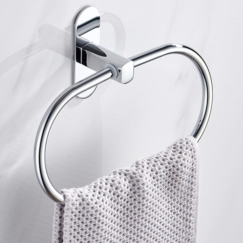 Ahlsen Towel ring without drilling, round towel holder, bathroom towel holder made of stainless steel, self-adhesive towel hook