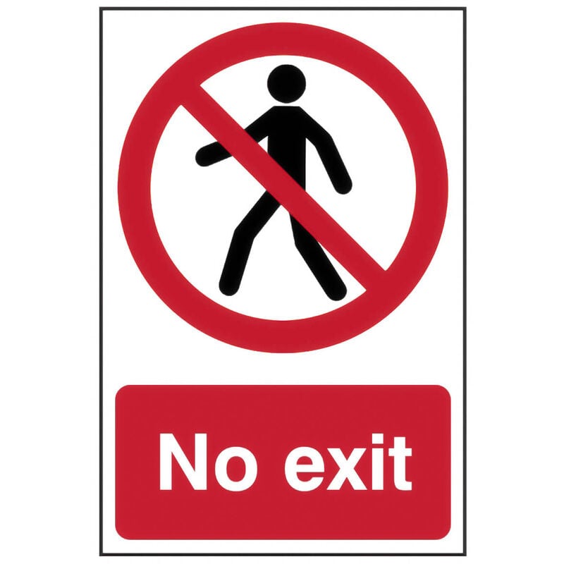 No Exit' Sign, Self-Adhesive Semi-Rigid pvc 200mm x 300mm
