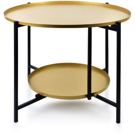 no-name Lucas table basse noir et or 60,5 cm diamètre