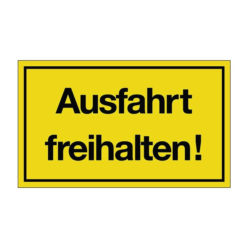 Hinweiszeichen Ausfahrt freihalten L250xB150 mm gelb schwarz Kunststoff