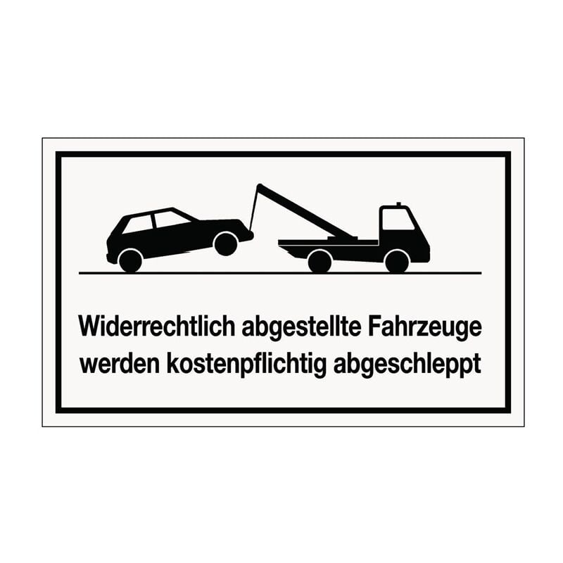 Hinweiszeichen Widerrechtliches Parken L250xB150 mm weiß schwarz Kunststoff